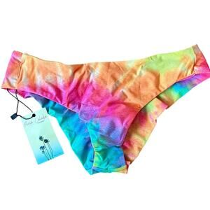 NWT Rainbow Tie Dye Gathered Cheeky Hipster Bikini BOTTOM in MEDIUM Pina Colada
